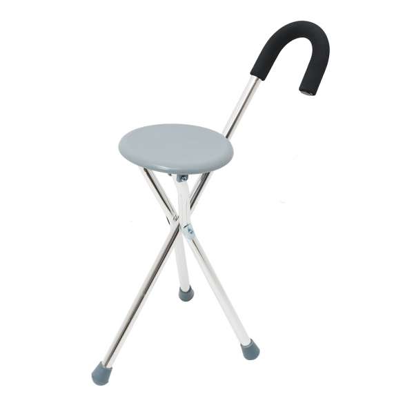 CA836 Трость TRIVES (с сидением и мягкой ручкой, цвет серебро)