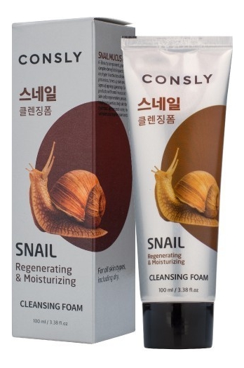 Пенка для умывания восстанавливающая кремовая с муцином улитки 100 мл, CONSLY CNS FOAM
