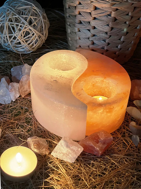 Лампа солевая Wonder life подсвечник " ИНЬ ЯНЬ"(2 шт)