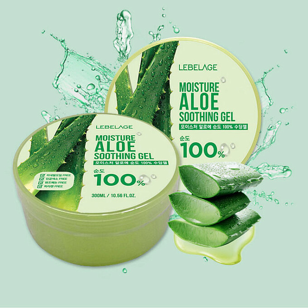 Гель для лица и тела с экстрактом алоэ LEBELAGE MOISTURE ALOE 100%, 300 мл