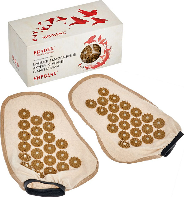 Варежки массажные акупунктурные с магнитами НИРВАНА "BRADEX"