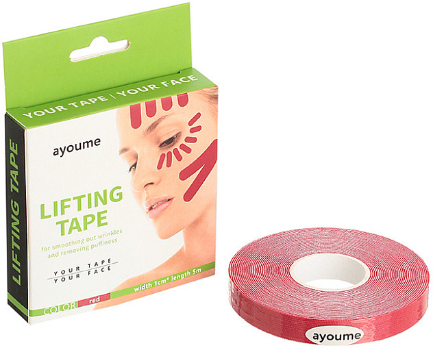 Тейп для лица 1см*5м красный Kinesiology tape rol