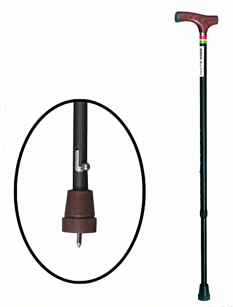 Е 0612у Трость опорная, черная, регулируемая высота 74-97 см