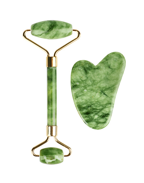 Набор роликовый массажер для лица и кристалл Гуаша из натурального нефрита Gezatone AMG331